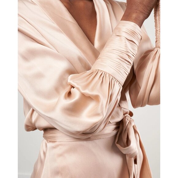 Zimmermann Silk Wrap Midi Dress in Creme Ruffle - Picture 6 of 6